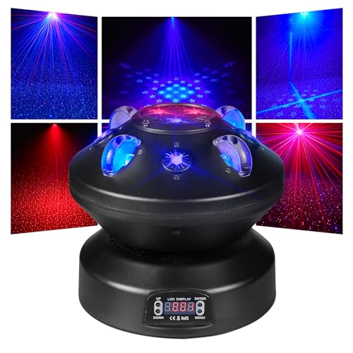 DJ Disco Stage Party Lights 90W Moving Head DJ Lights Laser DJ Light with DMX 512 & Sound Activated Uplights for Events Christmas Club Disco Church Wedding