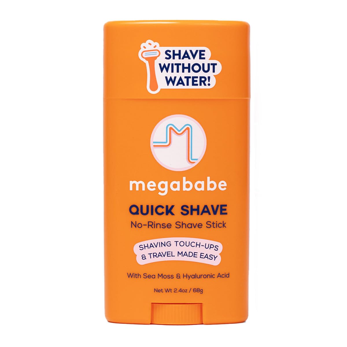 Megababe Quick Shave No-Rinse Stick, Shaving Touch-Ups & Travel, 2.4 oz