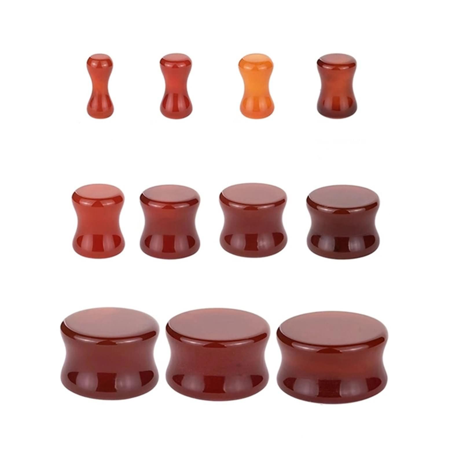 22 szt. piercingu, ucho 10 mm (00 g), okrągłe, kamienne, czerwone