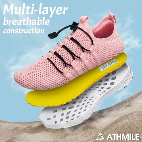 Image of ATHMILE Water Shoes for Men Women Barefoot Hiking Swim River Beach Knit | Adult Lake Pool Aqua Socks Quick Dry for Hiking Surfing Kayaking Sport Accessories Camping Must Haves