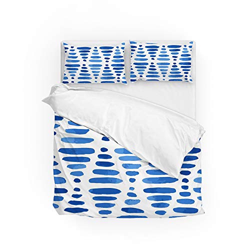 Parure de lit bleu roi King size aux finitions géométriques texturées - 2