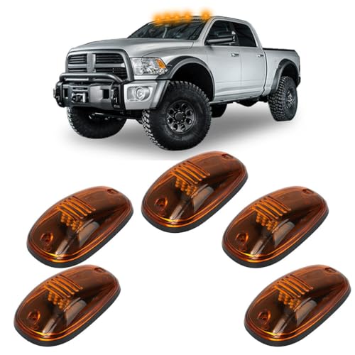 LBRST 5x Amber Cab Roof Marker Lights Fit for Dodge Ram 1500 2500 3500 4500 5500 2003-2018 Top Roof Running Clearance Marker Light LED Cab Lights Pickup Trucks
