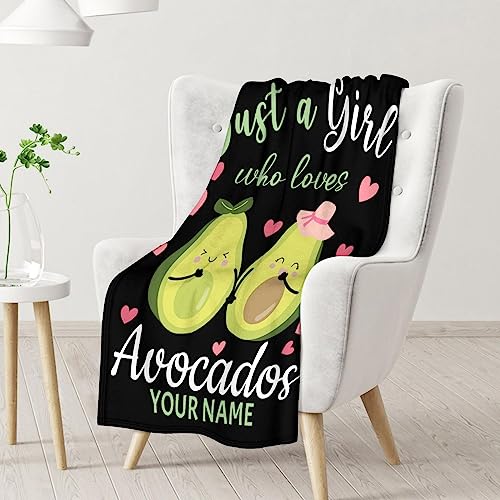 Blanket for Girls - 50"x60" Personalized Cute Avocado Throw Gifts - Black Soft Fuzzy Blankets for Bed, Couch & Living Room