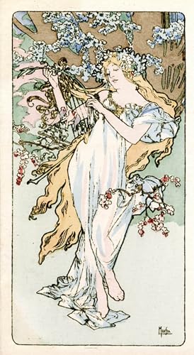 Tableau Toile Inspiration Mucha Pour Décoration Murale Salon et Bureau