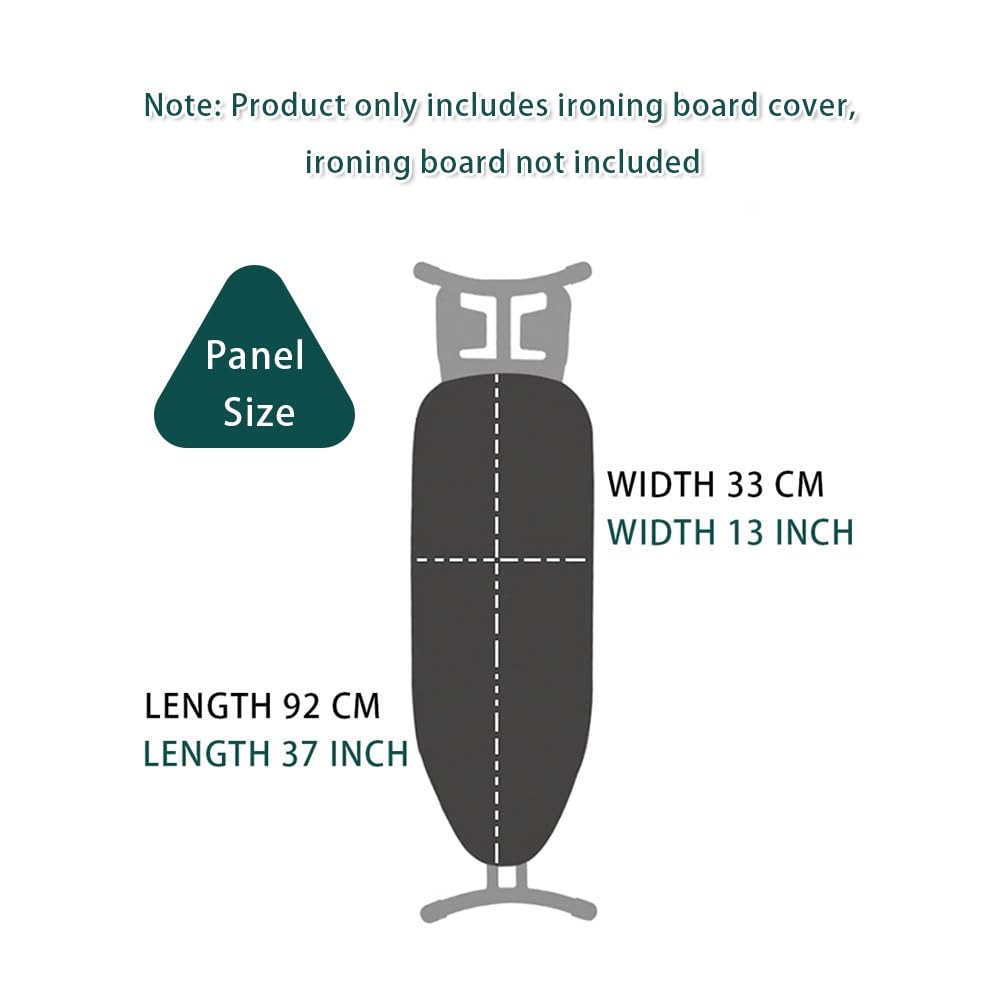 Funda Acolchada para Tabla de Planchar de 94 x 33 cm de Grosor, Resistente a Quemaduras, de algodón, fácil de Instalar (Verde)