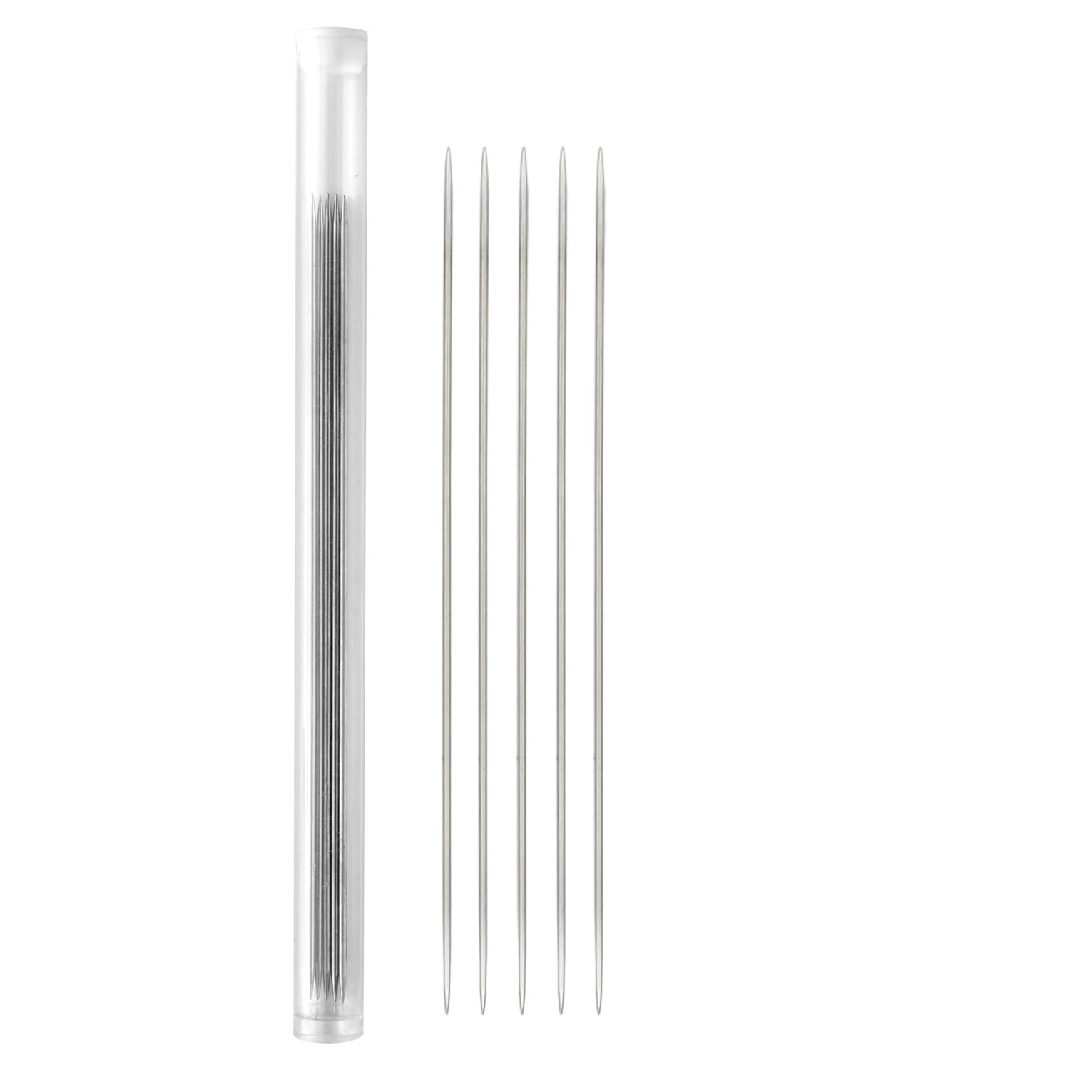 Youmeizer5pcs Extra fine Knitting Needles Set, 14cm/ 5.5" Length Solid Stainless Steel Double Pointed Short Knitting Needles DIY Doll Clothing Knitting kit (Silver, Diameter 1.0mm/0.04 in)