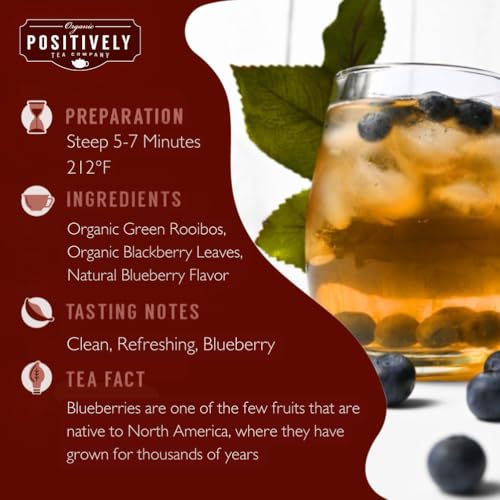 Image of Organic Positively Tea Company, Blueberry Bliss Rooibos Tea, Loose Leaf, 4 Ounce