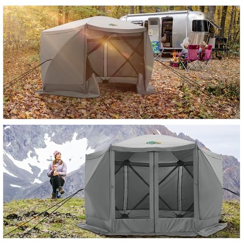 Image of COBIZI 12x12 FT Pop Up Canopy Shelter Tent, Large Gazebos On Clearance with Sidewalls, Screened in Gazebo, Screen Tents Portable carpas para Patio for Outdoor Camping, Backyard, Garden, Beach,Grey