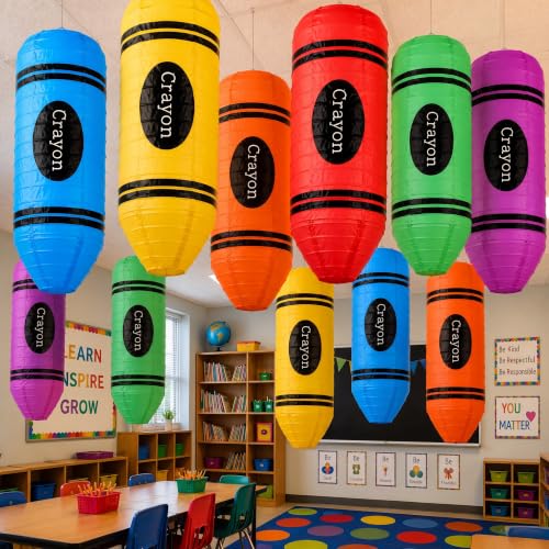 Retisee 12 Pcs Crayon Classroom Decor Colorful Paper Lanterns
