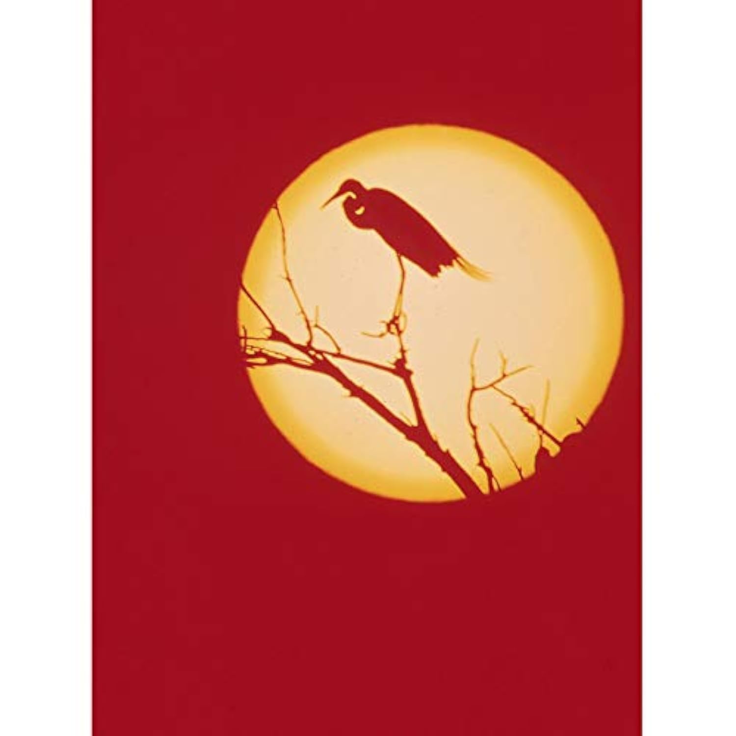 Crane Silhouette Against Moon Unframed Wall Art Print Poster Home Decor