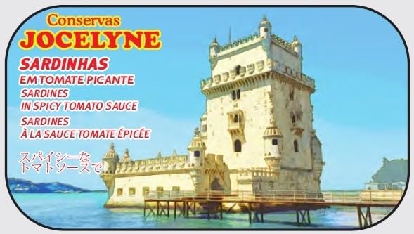 Conservas Jocelyne - Sardinas enteras enlatadas en salsa de tomate picante (Lugares emblemáticos de LISBOA) - 4.23oz / 120gr (paquete de 5 latas)
