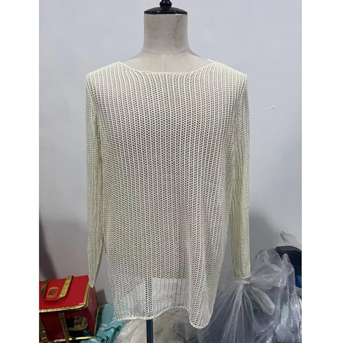 Men's Mesh Shirt See Through Long Sleeve Fitted Crew Neck Muscle Top Undershirt Party Club3