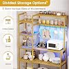 FORABAMB 10-Tier Bakers Rack With Power Outlet & LED Lights - Bamboo Kitchen Coffee Bar Storage Shelf