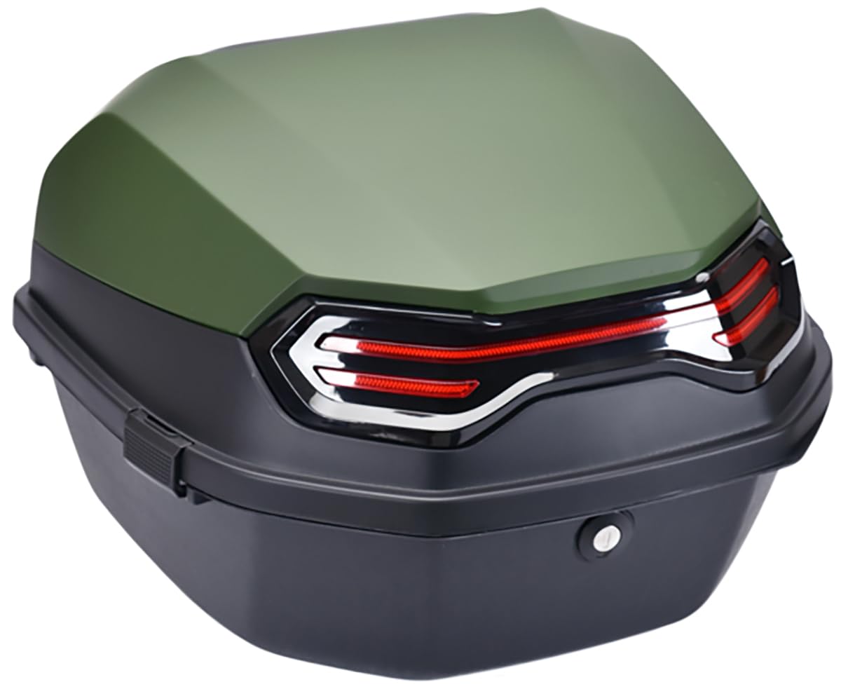 35L Motorrad-Heckkoffer, Universal-Topcase, abschließbarer wasserdichter Helm-Gepäckaufbewahrungsträger, Kunststoff-Tourenkoffer mit Montagematerial für Roller, Moped, Motorrad,Green 1