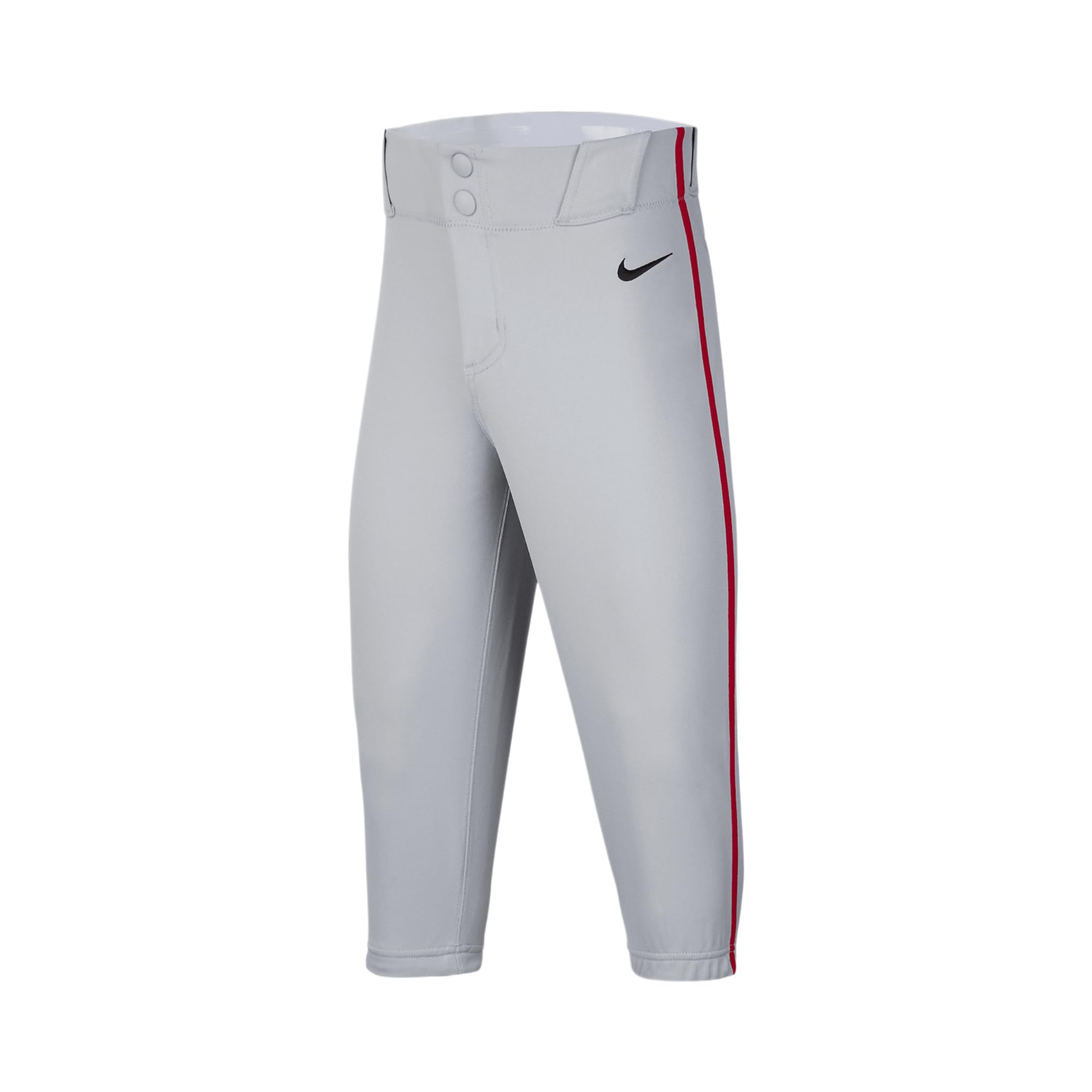 Nike Vapor Select 2 Big Kids' High-Piped Baseball Pants (DX9169-015, Wolf Grey/University Red/Black) Size Small