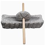 Granit, Song Tea Grinder, Kleiner Steinmörser, Walze, Matcha-Pulverherstellung, Teekuchenmahlen, Kaffeebohnenmahlen, 15 cm lang, grober Schnitt