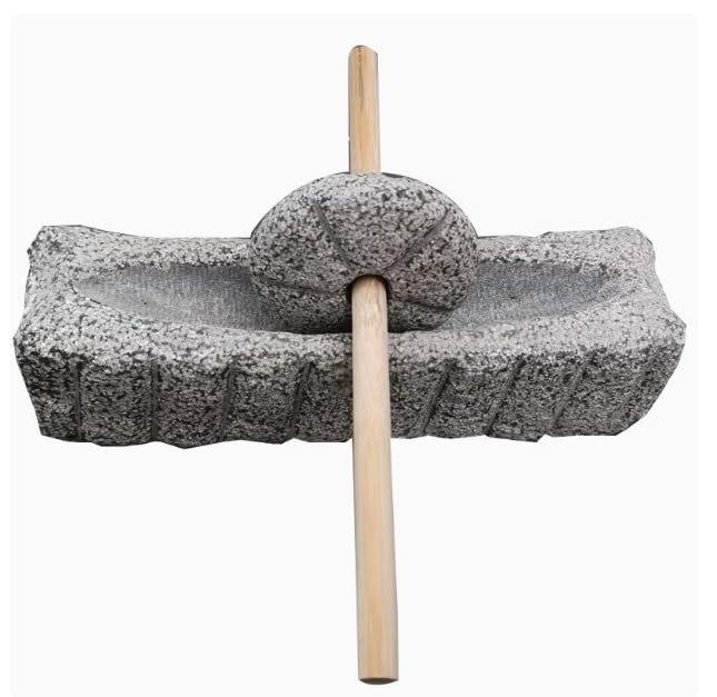 Granite, Song Tea Grinder, Small Stone Mortar, Roller, Matcha Powder Production, Tea Cake Grinding, Coffee Bean Grinding. 5.9 inches Long, Rough Cut.