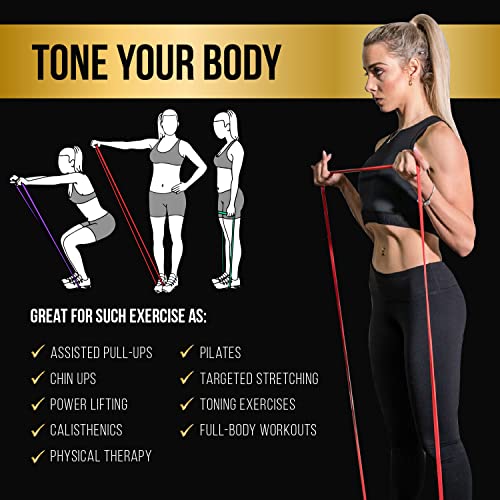 WODFitters Fabric Pull Up Resistance Bands - Set of 4 Long Cloth Resistance Bands for Working Out, Exercise, Stretching - Body Bands for Home Workout