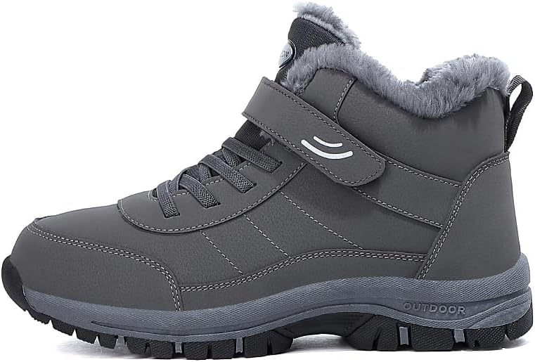 Snow Boots for Men, Mens Outdoor Water-Resistant Hiking Boots with Furry Cuff, Non-Slip Warm Snow Boots for Men, Durable with Lace and Velcro Strap - Image 3