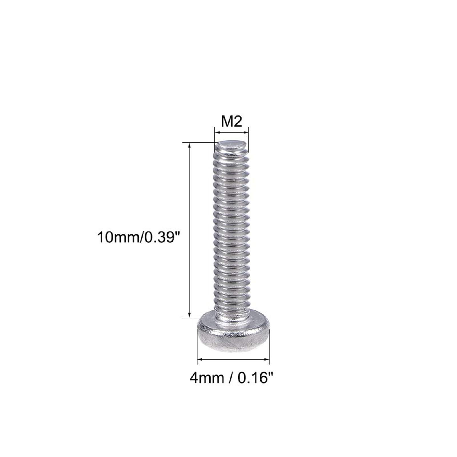 MACHSWON M2x10mm Machine Screws Pan Phillips Cross Head Screw 304 Stainless Steel Round Head Cross Screw Fasteners Bolts 100Pcs - Image 3