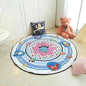 HIL Baby Kruipmat Rond Vloerkleed Kinderen Spelen Spelmat Opbergmat Voor Speelgoed Antislipmat Voor Kinderen Vloermat Voor Kinderen Slaapkamer Decoratief Tapijt Meisje Jongen Kind Vloerkleed,F