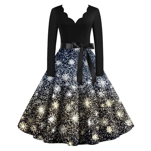Womens Christmas Dresses A Line V Neck 1950s...