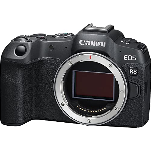 Image of Canon EOS R8 Mirrorless Camera | 24.2MP Full Frame Sensor 4K 60p Video | Compact Lightweight Hybrid Camera for Travel and Content (5803C002) + Canon RF 50mm f /1.8 STM Lens + 64GB Card + Bag