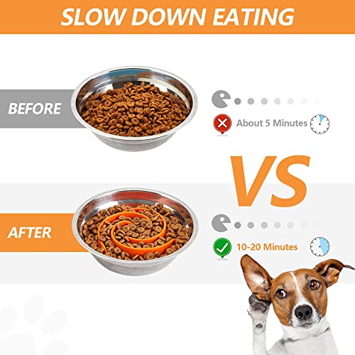 Slow Feeder Dog Bowls Insert, Animire Soft Silicone Slow Eating Dog Food Bowl For Small, Medium And Large Dogs, Compatible With Regular And Elevated Dog Bowls #TOP2