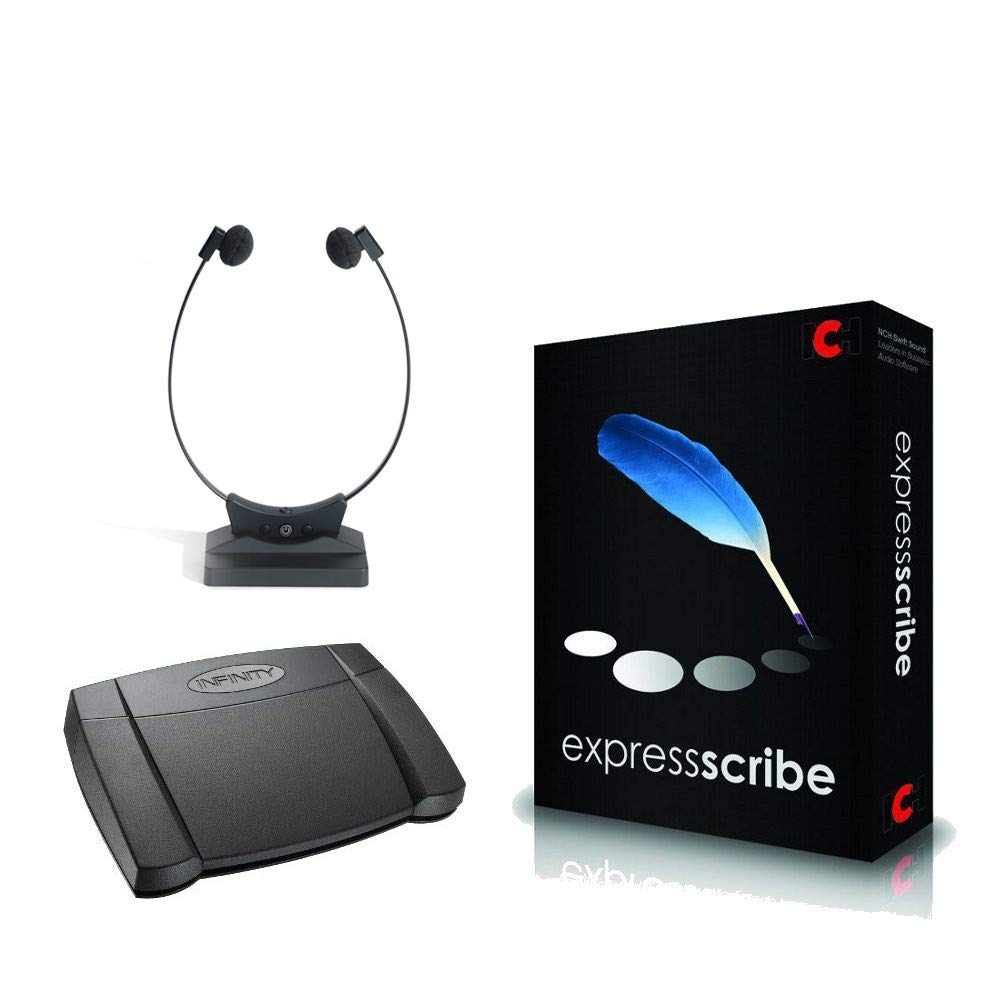 Express Scribe Pro Transcription Kit with USB Foot Pedal & Wireless Bluetooth Transcription Headset
