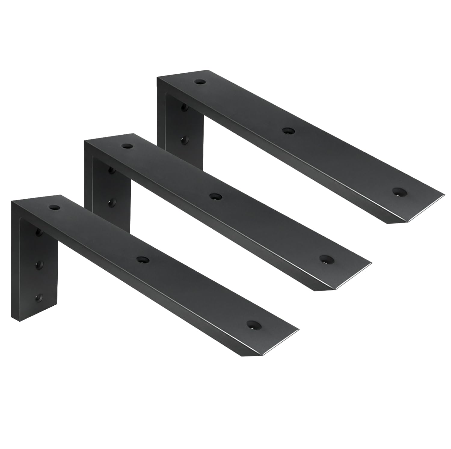 Winker Countertop Support Bracket 3 Pack Heavy Duty 1/2" Thick Hidden L Shelf Bracket 12" x 6" x 2.5" Metal Corbels for Quartz/Granite/Wood/Concrete/Laminate Countertops, Black