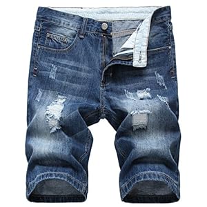 Men’s Classic Fit Stylish Distressed Straight Leg Ripped Denim Shorts www.denim.fit