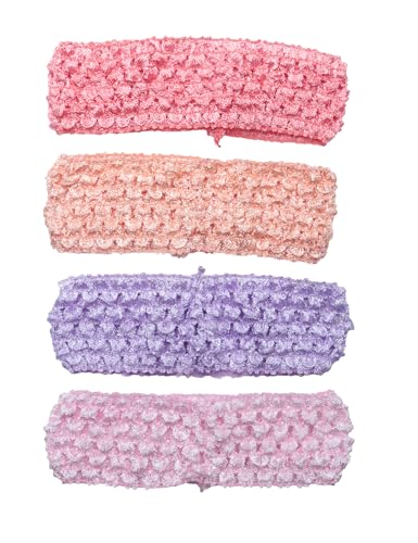 Ruwado 4 Pcs Crochet Headbands Multi Color Soft Retro Stretch Knitted Hair Accessories for Dress up Parties Halloween Costume Sports Outdoor Activities (Pink, Small)