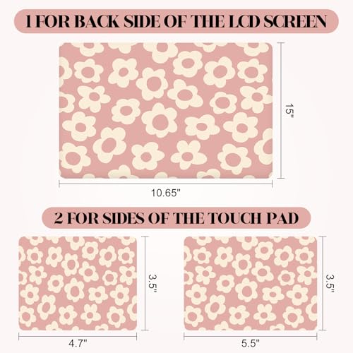 Image of Pink Floral Laptop Skin Sticker Cover Decal, 12 13 13.3 14 15 15.4 15.6 inch Laptop Notebook Vinyl Skin Sticker Cover Personalized Art Protector