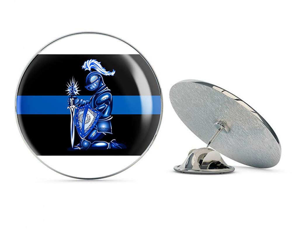 Thin Blue Line Kneeling Kinght Metal 0.75" Lapel Hat Pin Tie Tack Pinback