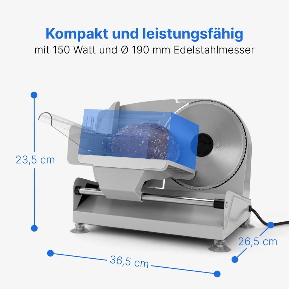 Clatronic Brotschneidemaschine Edelstahlmesser Ø 190mm Allesschneider elektrisch Schnittstärke 0-15mm MA 3585