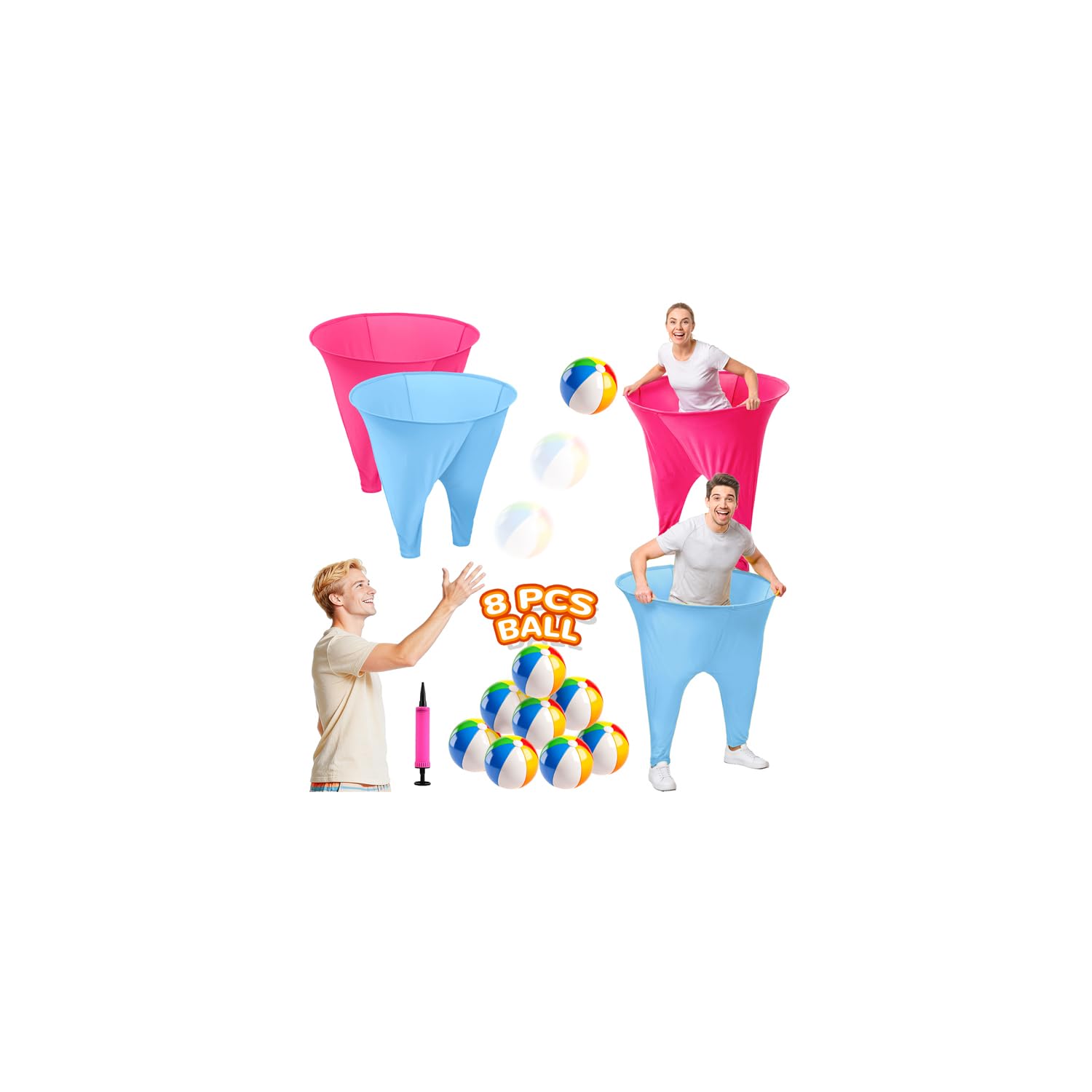 Granny Pants Yard Game,Granny Pants with 8 Bouncy Balls &amp; 1 Air Pump (Random Colors) and 2 Pack Granny Pants Outdoor Game for Adults Family Ring Toss Game Set Granny Pants Game