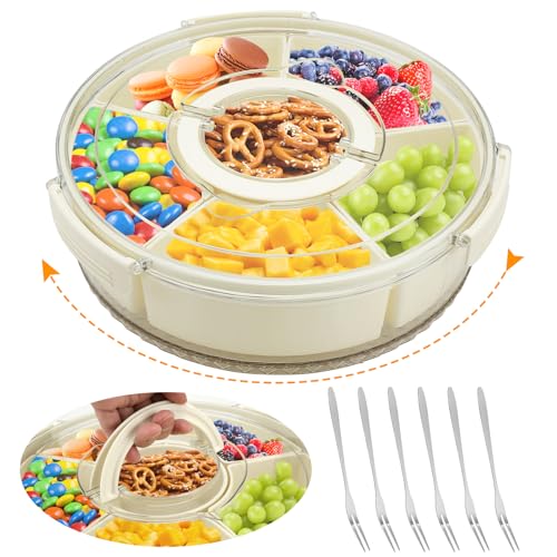 FutureHight Rund Drehbar Snack Box, Snackbox mit 6 Fächern...