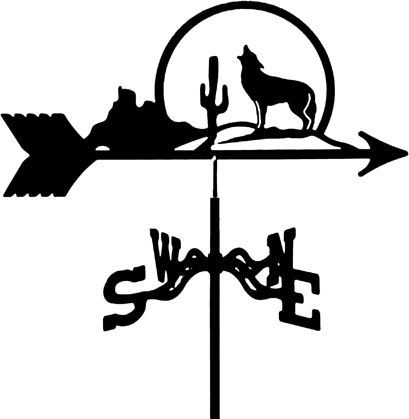 WIQUYBML Metal Wind Vane Weathervane with Animal Silhouette Ornament Direction Indicator Roof Mount Weather Vane/Fighter/50 * 35Cm