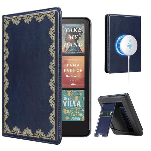 Image of CoBak Stand Case for 7 inch Kindle Paperwhite 12th Gen 2024 and Kindle Colorsoft with Hand Strap - Compatible with iPhone MagSafe, for Samsung /Belkin /Anker Wireless Charging Pads, Durable, Auto Sleep Wake