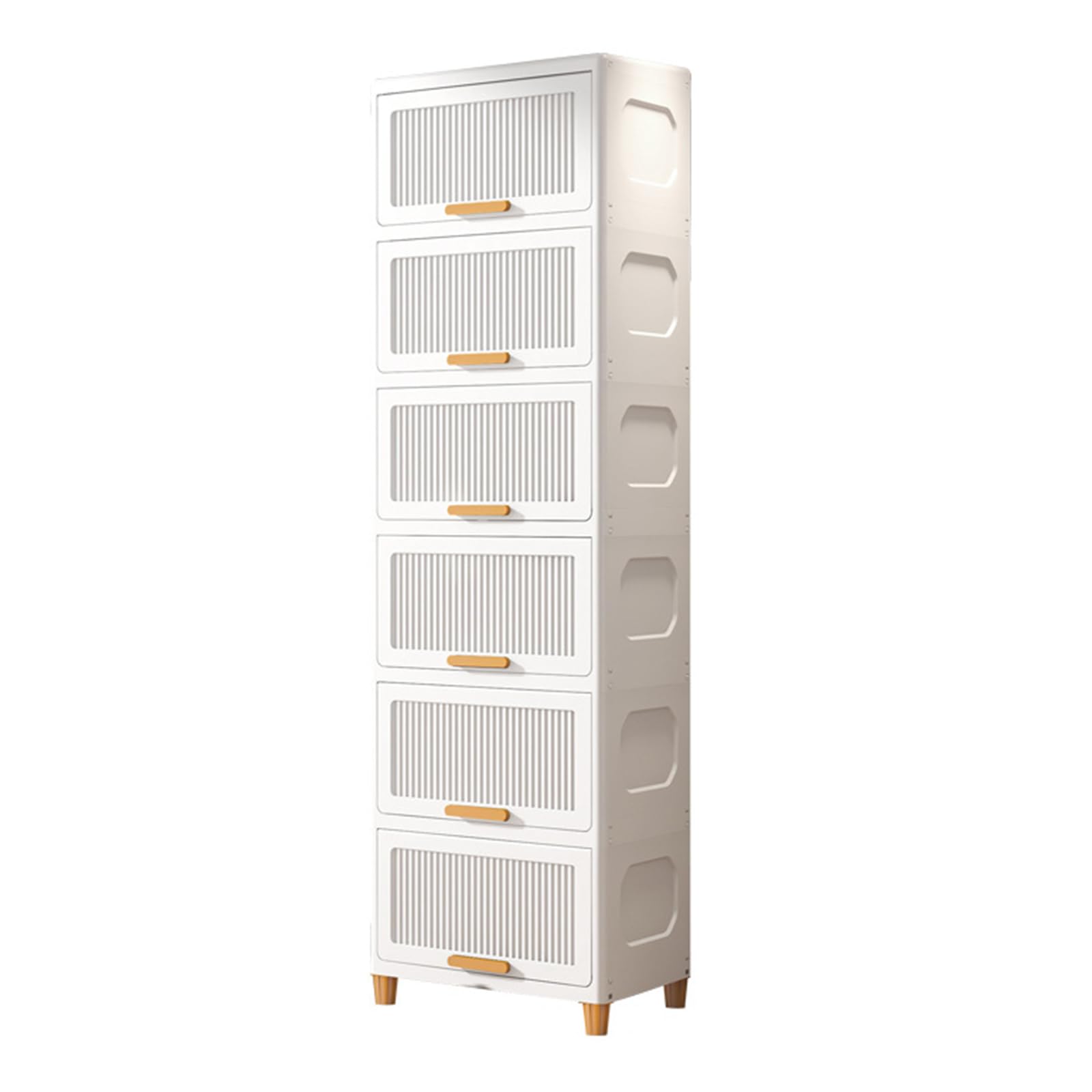 Refein 6 Tier White Plastic Storage Boxes With Lid - 30L*6 Stackable Storage Boxes On Wheels Foldable Plastic Drawers Collapsible Baskets Containers For Living Room Bedroom Organisation (6 Tier White)
