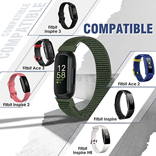 Nylon Sport Loop Straps Compatible with Fitbit Inspire 3/Inspire 2/Inspire HR/Inspire/Fitbit Ace 3/Ace 2 for Women Men Kids, Soft Nylon Band Breathable Comfortable Adjustable Replacement Straps - Image 3