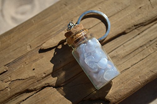 Blue Lace Agate Stones In A Vial Keychain #TOP1