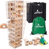JOYOUT Giant Tumble Tower: Complete 54 Jumbo Stacking Wood Blocks Game Build 5 Feet Tall with Large...