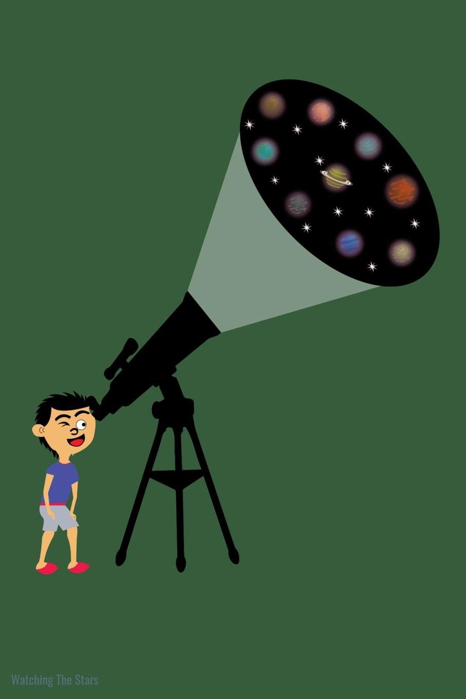 Watching The Stars: Extraterrestrial Telescope Alien Spaceship & Planets Lined Journal