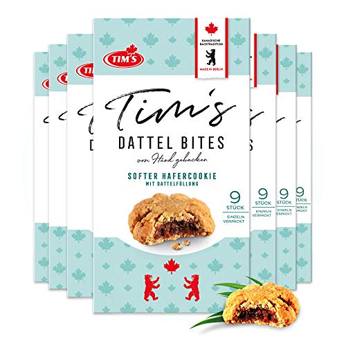 Tim's Original fruchtige Dattel Bites 7x 180 g I Hafer Cookies mit Dattel-Füllung I Einzeln verpackte, saftige Haferkekse I Leckeres Kaffee-Gebäck I Traditionelle kanadische Backwaren Made in Germany