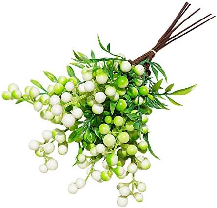 Yeesport 6pcsプラスチックベリーピック装飾的な人工ベリーの枝偽のベリーの茎人工緑の茎 人気上昇中