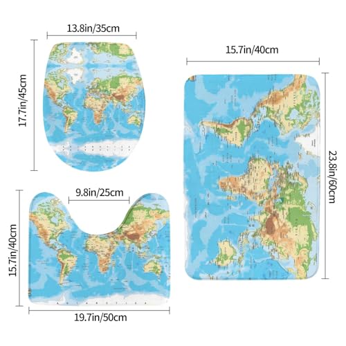 Alfombras de baño con mapa del mundo para renovar el estilo de tu aseo con comodidad 3