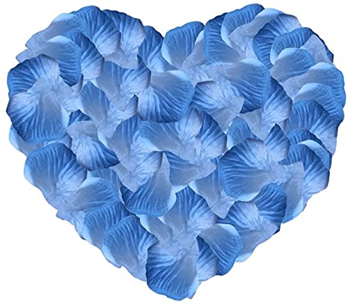 Pétales de Rose, 1000pcs Petale de Rose Artificielle Roses Fleurs Confettis pour Fête de Mariage, Proposer, Fête des mères, Événement et Engagement (Bleu)