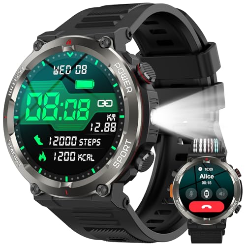 Smartwatch Militar Redondo 1.45" - Bateria 960mAh (30 Dias), Lant...