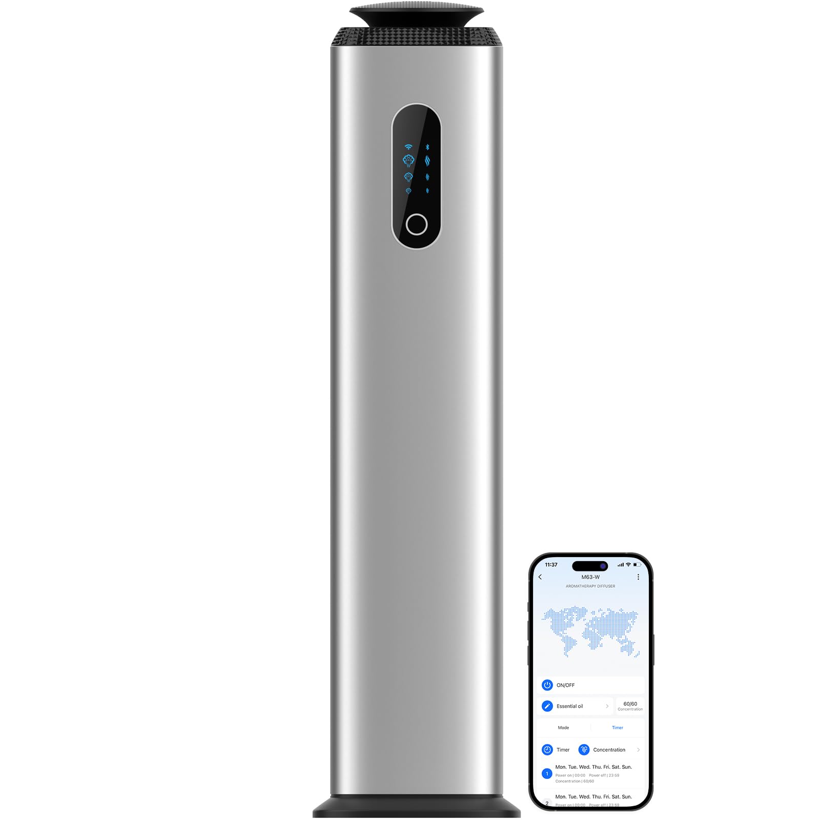 Difusor de aroma Tower Hotel de 1000 ml con control de aplicación WiFi para toda la casa, cubierta de máquina difusora comercial, 10000 pies cuadrados, máquina de aire aromático y difusor de aceite